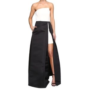 Halston Heritage Strapless High-Lo Structure Gown